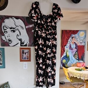 Torrid Black Floral Jumpsuit